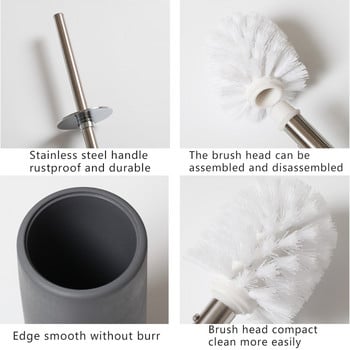 Четка за тоалетна, мек косъм, монтиран на стена комплект държач за тоалетна четка за баня, чист инструмент, издръжлива термопластмасова гумена ъглова четка