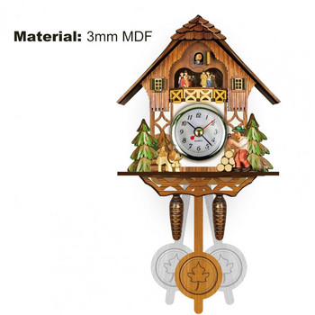 Дървен стенен часовник Прецизен декоративен скандинавски стил Антична висяща аларма Дървен стенен часовник Декор за дома в хола