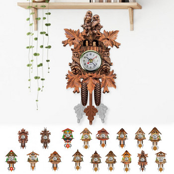 Дървен стенен часовник Прецизен декоративен скандинавски стил Антична висяща аларма Дървен стенен часовник Декор за дома в хола