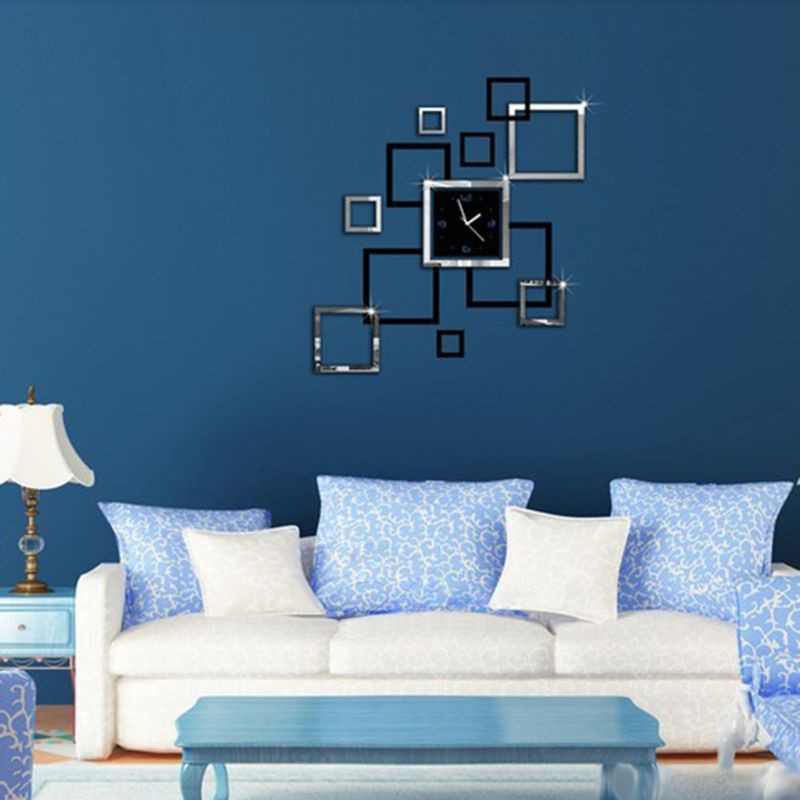 3D stereo satovi, četvrtasto ogledalo, zidna naljepnica, uklonjiva naljepnica, umjetnička zidna dekoracija doma