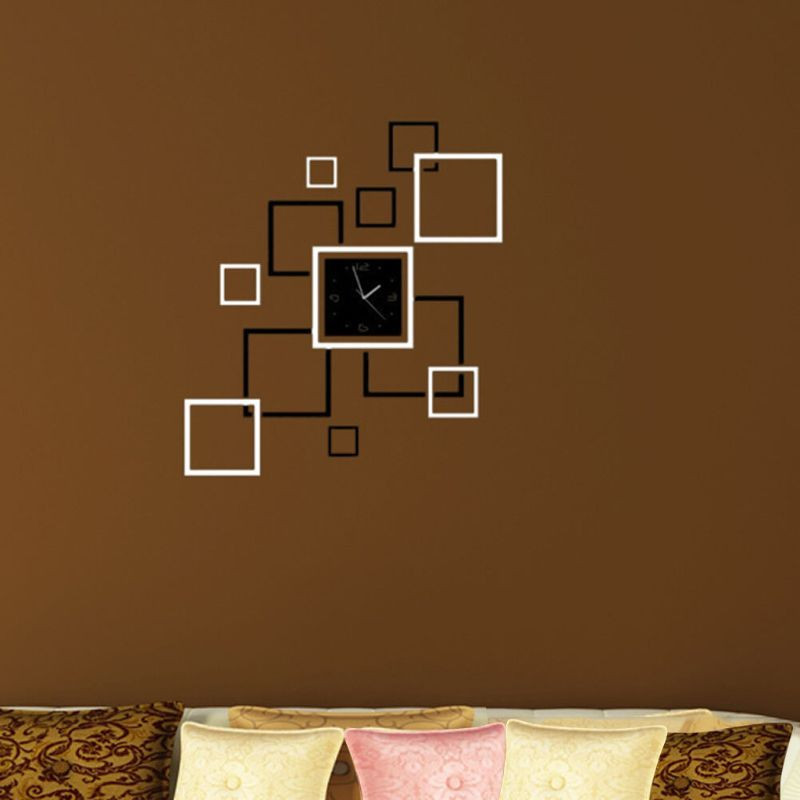 3D stereo satovi, četvrtasto ogledalo, zidna naljepnica, uklonjiva naljepnica, umjetnička zidna dekoracija doma