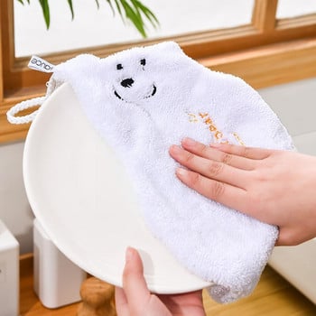 Μαλακή πετσέτα χεριών οικιακής χρήσης απορροφητικό ύφασμα κοραλλιογενές βελούδο μαντηλάκι Κρεμαστά πανιά πιάτων Πετσέτα Πανί Καθαρισμός Μπάνιου Πανί Bear Cute W8w4