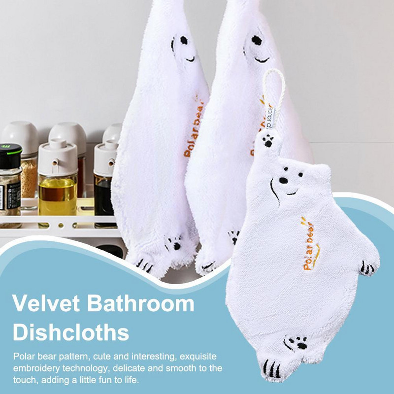 Kućanski mekani ručnik za ruke Upijajuća krpa Coral Velvet Wire Viseće krpe za suđe Ručnik krpa za čišćenje Kupaonska krpa Slatki medo W8w4