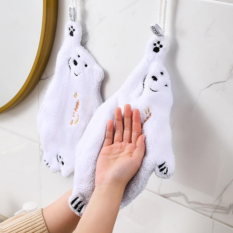 Kućanski mekani ručnik za ruke Upijajuća krpa Coral Velvet Wire Viseće krpe za suđe Ručnik krpa za čišćenje Kupaonska krpa Slatki medo W8w4