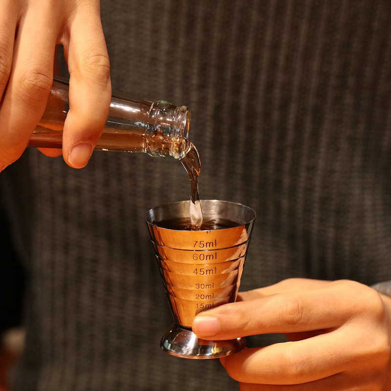 75 ml kalibravimo juosta Kokteilių įrankiai Baro reikmenys Maišytuvas Maišymo stiklas Matavimo puodelis Gėrimų plaktuvas Jigger