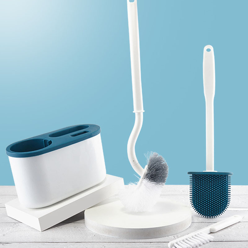 Kolm ühes valge WC-hari, silikoonist seinale kinnitatav rack TPR nailonist üksikasjalik puhastusharja vahepuhastusvahend WC-vanni vannitoatarvikud