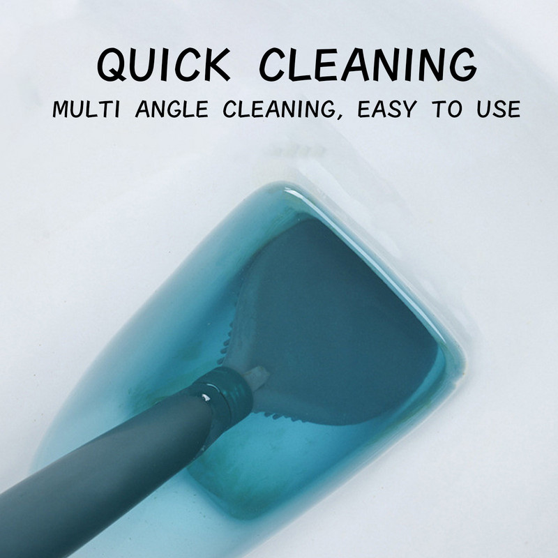 Silikono galvutės tualeto šepetys Greitai nusausinamas valymo įrankis Prie sienos arba ant grindų pastatomas valymo šepetys Vonios kambario priedai