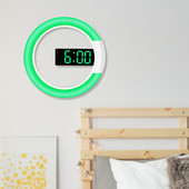 3D LED digitālais sienas pulkstenis, modinātājs, spogulis, dobs pulksteņa galda pulkstenis, 7 krāsu temperatūras nakts gaisma mājas dzīvojamo istabu dekorēšanai