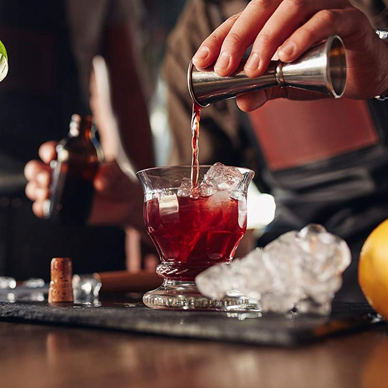 Nerūsējošā tērauda kokteiļu džigger mērīšanas kokteiļu rīks kokteiļu rīks, augļu sulas mudler virtuves ierīces