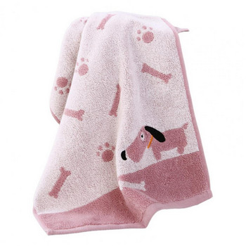 Отлична кърпа за суха коса Хавлиена кърпа за баня от чист памук против избледняване Бързосъхнеща шарка на кученце Душ за баня Голяма кърпа