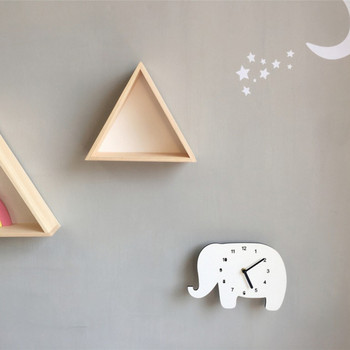 Скандинавски стил дървен анимационен облак слон часовник във формата на дъждовна капка детска стая сладък стенен часовник декорации за дома