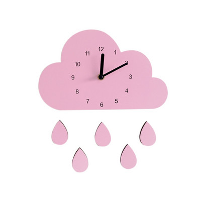 Nordijski stil drveni crtić oblak slon sat u obliku kapi kiše dječja soba slatki zidni sat ukrasi za dom