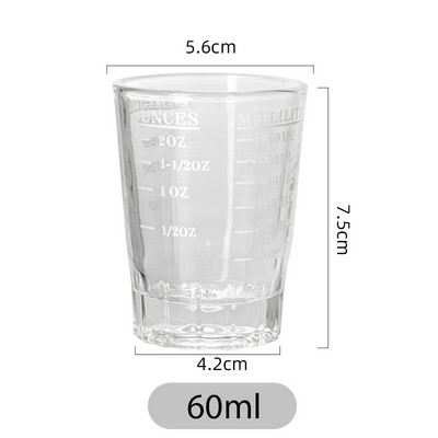 Ceașă de măsurare din sticlă de 45 ml Instrument de băutură Cupă cu uncie Jigger Bar Pahar de cocktail mixt Bol de măsurare pentru ceașcă de cafea espresso rezistentă la căldură