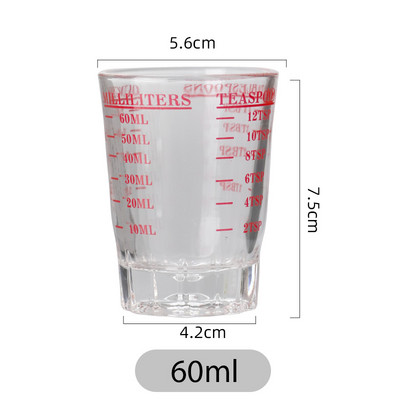 Ceașă de măsurare din sticlă de 45 ml Instrument de băutură Cupă cu uncie Jigger Bar Pahar de cocktail mixt Bol de măsurare pentru ceașcă de cafea espresso rezistentă la căldură