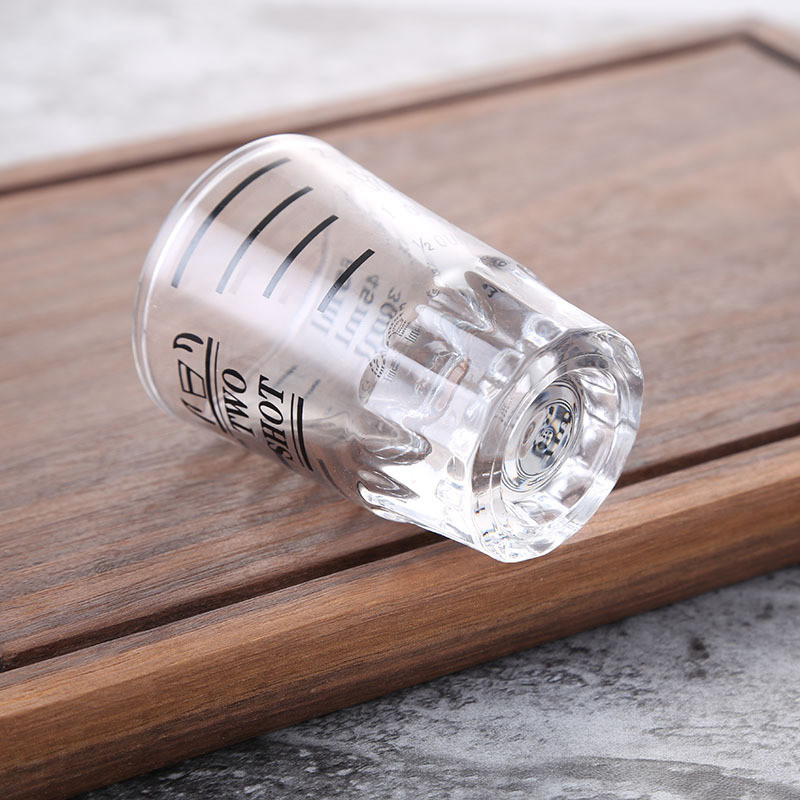 45 ml stiklinis matavimo puodelis gėrimo įrankis uncijos puodelis "Jigger Bar" mišraus kokteilio stiklinė Karščiui atspari espreso kavos puodelio matavimo indas