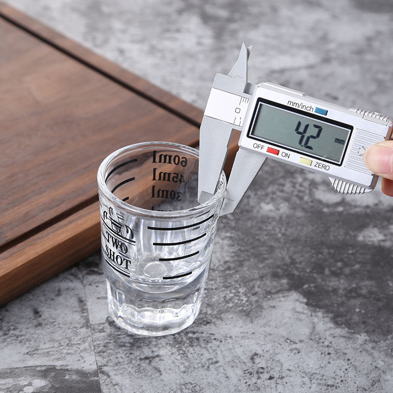 45 ml stiklinis matavimo puodelis gėrimo įrankis uncijos puodelis "Jigger Bar" mišraus kokteilio stiklinė Karščiui atspari espreso kavos puodelio matavimo indas