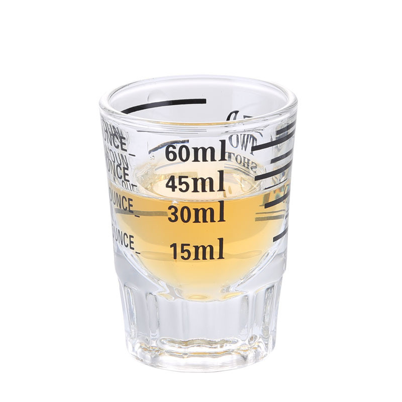45 ml stiklinis matavimo puodelis gėrimo įrankis uncijos puodelis "Jigger Bar" mišraus kokteilio stiklinė Karščiui atspari espreso kavos puodelio matavimo indas