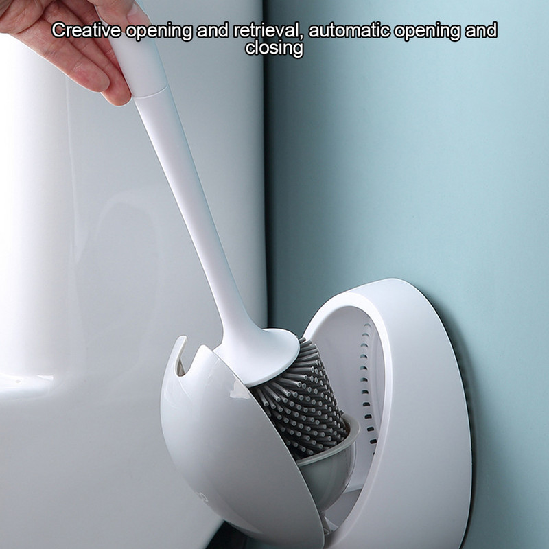 Tualetes birste Plastmasas sienas tīrīšanas birste ar garu rokturi vannas istabas tīrīšanas rīks Pelēka