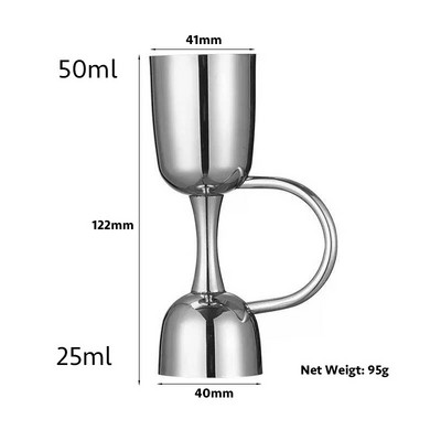 25 ml 50 ml Cocktail Jigger Double Jigger od nehrđajućeg čelika s ručkom