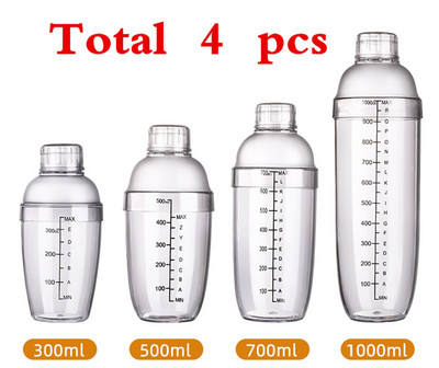 Plastikinis Martini kokteilių plaktuvas 350 ml / 530 ml / 700 ml / 1000 ml vyno gėrimų maišytuvas Vyno plaktuvo puodelis gėrimų maišyklė Barware Boston baro įrankis