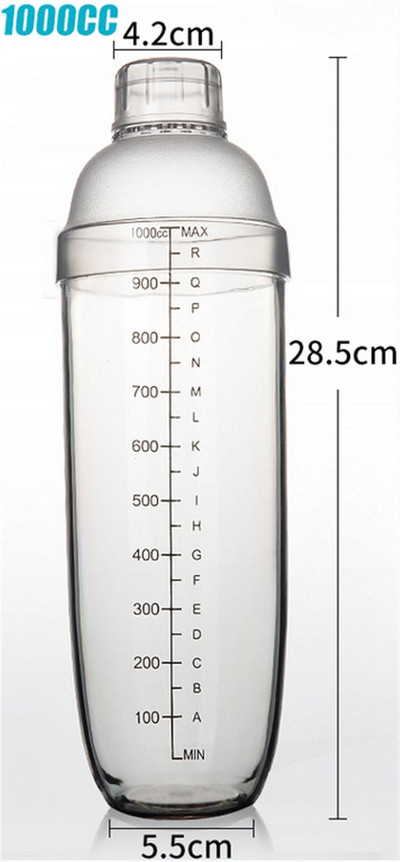 Plastikinis Martini kokteilių plaktuvas 350 ml / 530 ml / 700 ml / 1000 ml vyno gėrimų maišytuvas Vyno plaktuvo puodelis gėrimų maišyklė Barware Boston baro įrankis