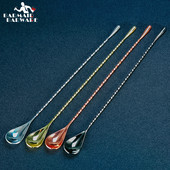 Kokteiļu karotes josla karote nerūsējošā tērauda maisīšanas spirālveida raksta josla Teadrop karotes stieņa rīks bārmeņa rīki