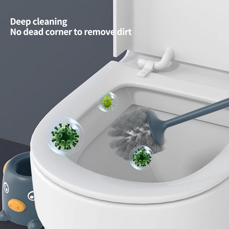 Moderna tualetes suka, pagarina rokturi tualetes tīrīšanas birste Jauki, jauka cūkas vannas istabas suka Spēcīga dekontaminācija