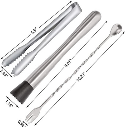 Mikser za koktele od nehrđajućeg čelika Štapići za miješanje Štapići za miješanje Puddler Muddler Kutlača Mješalica Štapići za miješanje Dodaci za bar