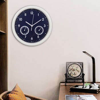 Αθόρυβο ρολόι τοίχου με οθόνη θερμόμετρου και υγρόμετρου, μπαταρία χωρίς κίνηση χαλαζία που λειτουργεί για σπίτι, γραφείο