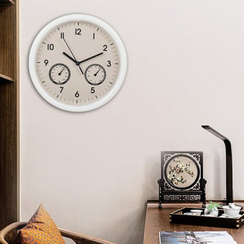 Αθόρυβο ρολόι τοίχου με οθόνη θερμόμετρου και υγρόμετρου, μπαταρία χωρίς κίνηση χαλαζία που λειτουργεί για σπίτι, γραφείο