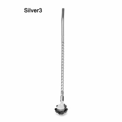 Ilgas susuktas šiaudų šaukštas Nešiojamas nerūdijančio plieno arbatos kaušelis, sulenktas filtras, spalvotas šiaudų kokteilių kavos maišymo šaukštas