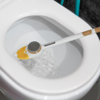 Четка за тоалетна Сладко силиконово бутало за баня с дозатор за сапун Стенна монтирана на стена Гъвкава почистваща тоалетна скрубер за дълбоко почистване