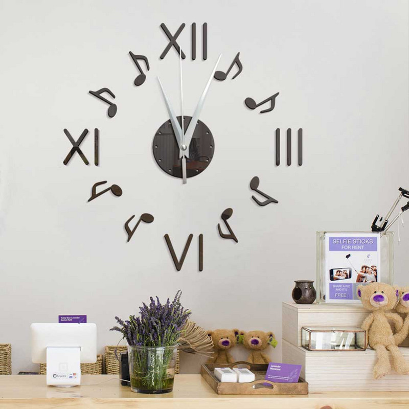Glazbena nota Ogledalo Naljepnica Sat DIY Akrilne naljepnice sa zrcalima Zidni sat Tapete za dekoraciju kućne sobe
