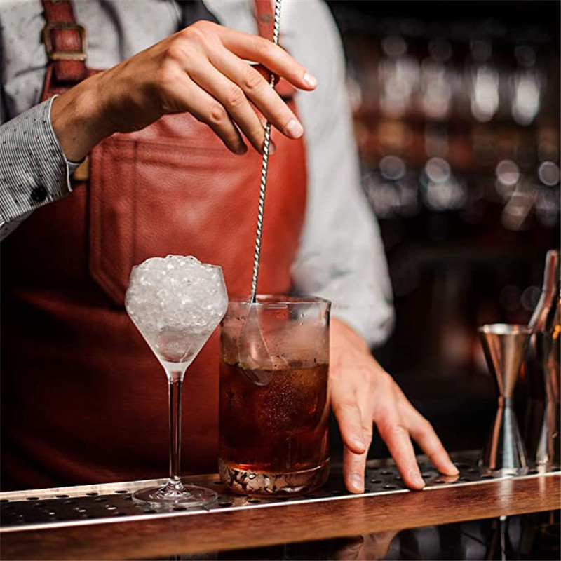 Nerūdijančio plieno juodo kokteilių šaukšto juostelė maišymo šaukštas ilga rankena spiralinio rašto maišymo plaktuvo šaukštas, 12 colių