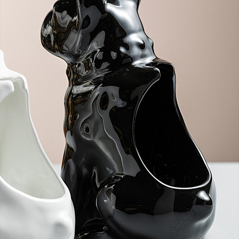 1 rinkinys tualeto šepetėlis, minkšti tankūs šereliai, lygūs kraštai, rankinė keramika šuns formos tualeto šepetėlio stovas Vonios kambario namų dekoravimo dovanos