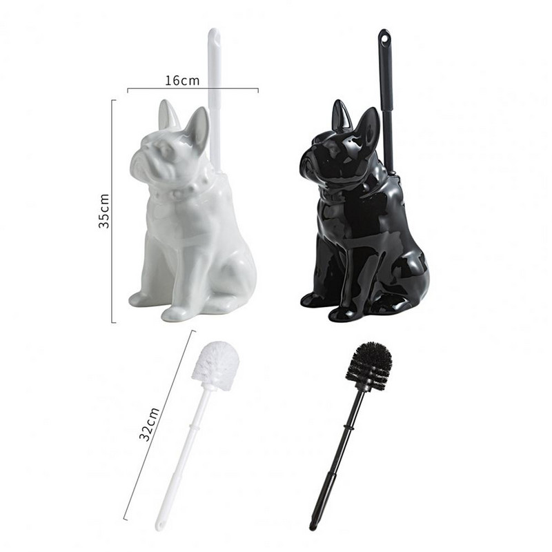 1 rinkinys tualeto šepetėlis, minkšti tankūs šereliai, lygūs kraštai, rankinė keramika šuns formos tualeto šepetėlio stovas Vonios kambario namų dekoravimo dovanos