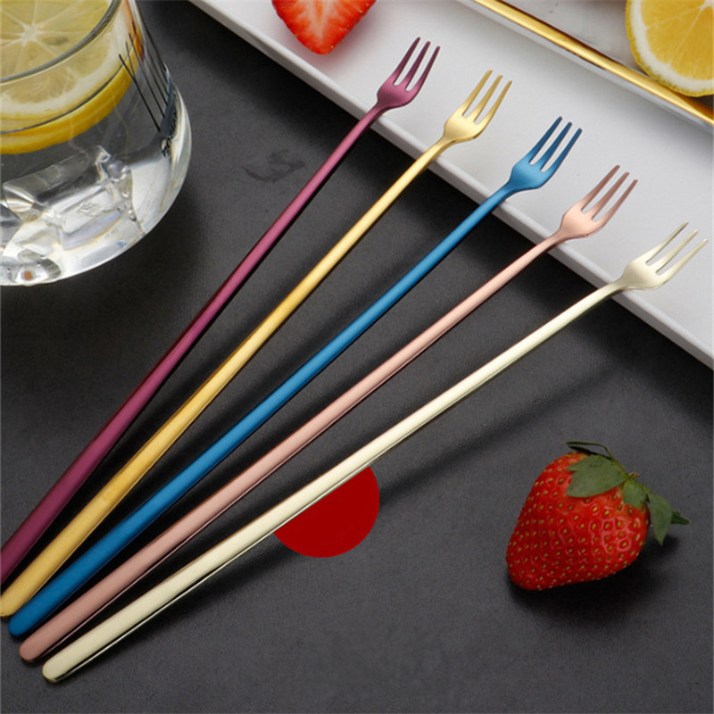 Nerūdijančio plieno ilga rankena Šaukštas Barmeno Kokteilis Maišytuvas Auksinis Gėrimai Medus Maišymo Šaukštai Šakutės Virtuvės priedai