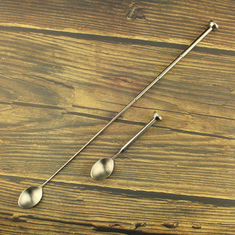 Žlice sa srebrnom teleskopskom drškom od nehrđajućeg čelika Prijenosne žlice za miješanje Teleskopske žlice za miješanje pića za barmena