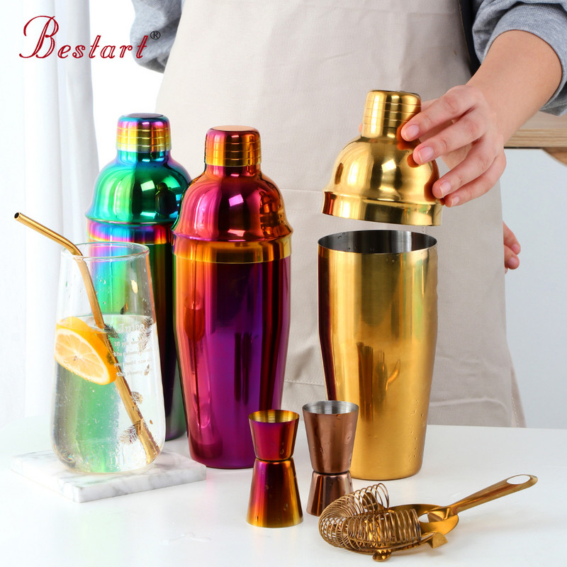 750 ml kokteilių plaktuvo puodelis vyno Martini Boston alaus maišyklės plaktuvas gėrimų maišytuvas Auksinis kokteilių butelis vakarėlis namų baro barmeno reikmenys