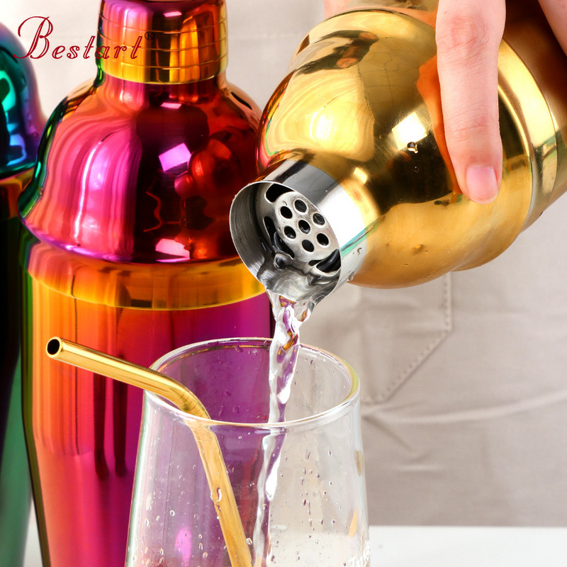 750 ml kokteilių plaktuvo puodelis vyno Martini Boston alaus maišyklės plaktuvas gėrimų maišytuvas Auksinis kokteilių butelis vakarėlis namų baro barmeno reikmenys