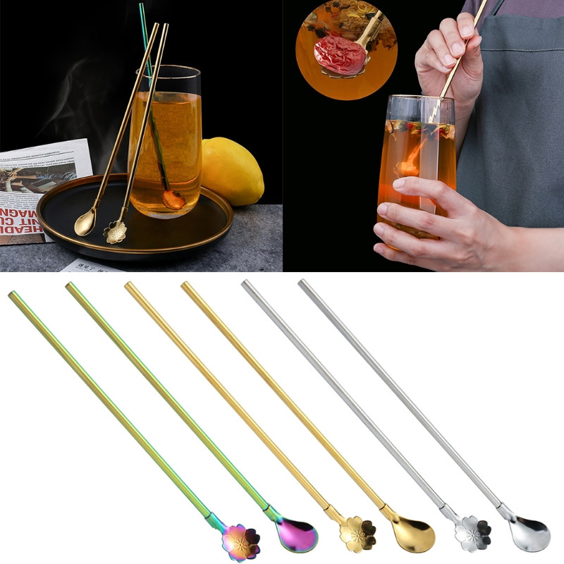 A0NA nerūdijančio plieno medžiaga 3 spalvų šaukštas šiaudelis, kurį galite pasirinkti daugkartinio naudojimo ilga rankena, daugiafunkcis 2 viename šiaudelis vaikams