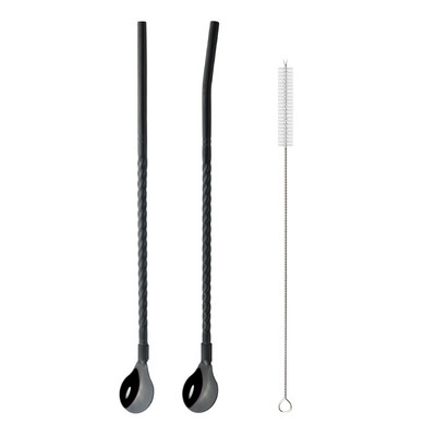 Spalvingas šiaudų šaukštas 18/10 nerūdijančio plieno metalo šiaudų daugkartinio naudojimo kokteilių šiaudų šaukštas pieno baras kavos maišymo priedas