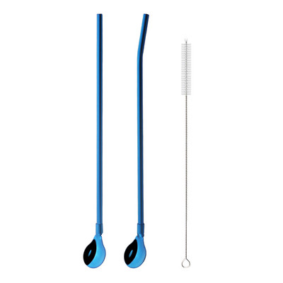 Spalvingas šiaudų šaukštas 18/10 nerūdijančio plieno metalo šiaudų daugkartinio naudojimo kokteilių šiaudų šaukštas pieno baras kavos maišymo priedas