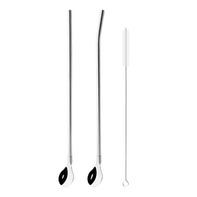 Spalvingas šiaudų šaukštas 18/10 nerūdijančio plieno metalo šiaudų daugkartinio naudojimo kokteilių šiaudų šaukštas pieno baras kavos maišymo priedas