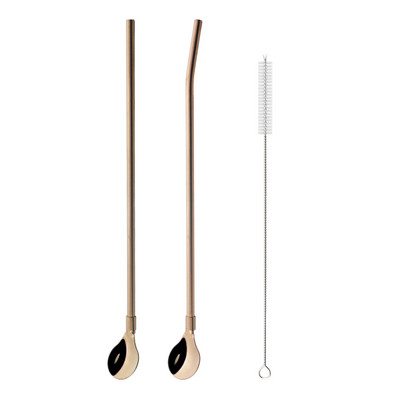 Spalvingas šiaudų šaukštas 18/10 nerūdijančio plieno metalo šiaudų daugkartinio naudojimo kokteilių šiaudų šaukštas pieno baras kavos maišymo priedas