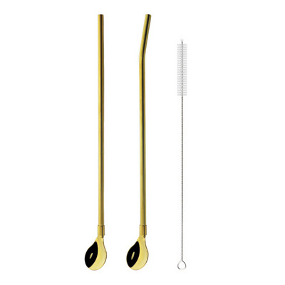 Spalvingas šiaudų šaukštas 18/10 nerūdijančio plieno metalo šiaudų daugkartinio naudojimo kokteilių šiaudų šaukštas pieno baras kavos maišymo priedas