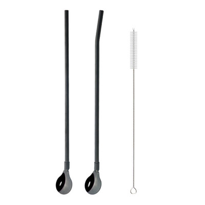 Spalvingas šiaudų šaukštas 18/10 nerūdijančio plieno metalo šiaudų daugkartinio naudojimo kokteilių šiaudų šaukštas pieno baras kavos maišymo priedas