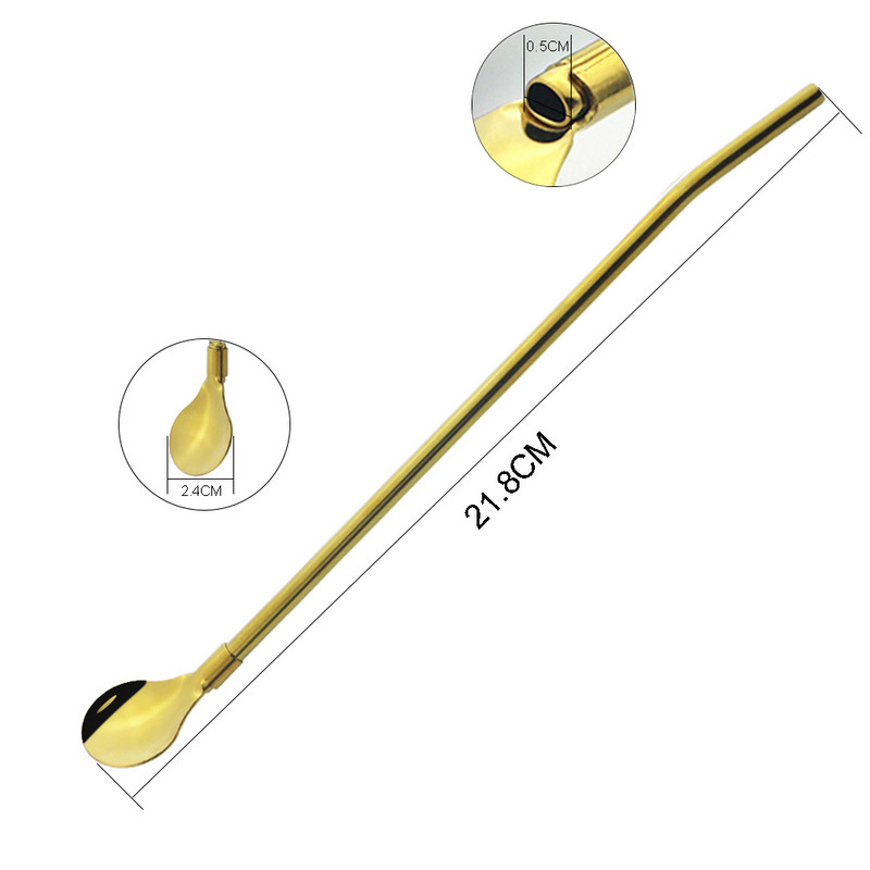 Spalvingas šiaudų šaukštas 18/10 nerūdijančio plieno metalo šiaudų daugkartinio naudojimo kokteilių šiaudų šaukštas pieno baras kavos maišymo priedas