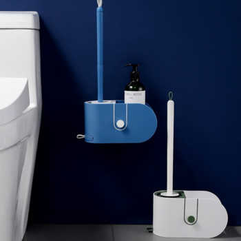Монтирана на стена четка за тоалетна без пробиви Дълга дръжка Без мъртви ъгли Почистване на домакински бани Четки за тоалетни Поставки за съхранение