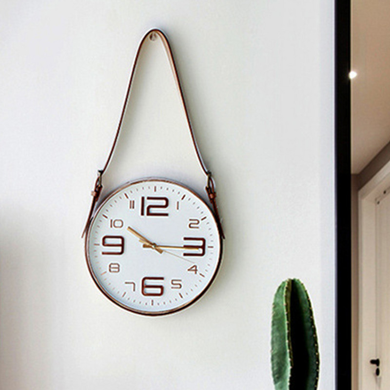 Sienas modinātājs Nordic Movement Stikls Mājas dekors Paux Ādas jostas piekarināmais zvans unikāls modes dāvana apaļš ciparnīcas pulkstenis mājas dekors